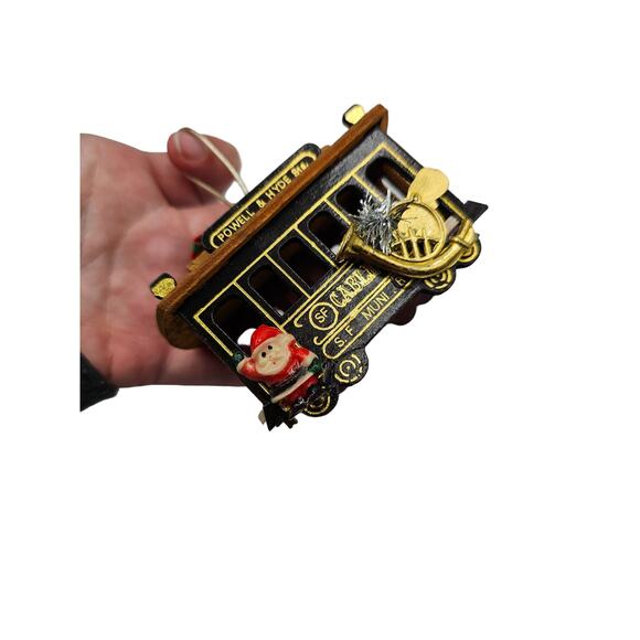 Vintage San Francisco Wooden Cable Car Christmas Ornament - Picture 2 of 4